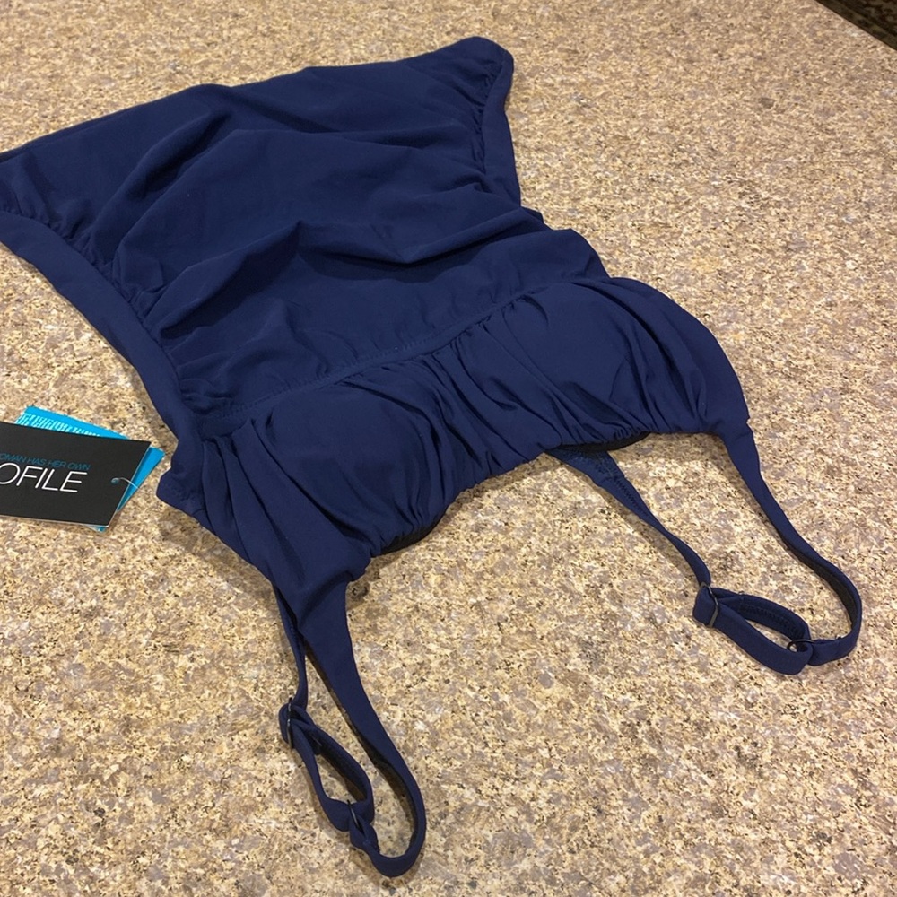 NWT Profile By Gottex Navy Blue Tankini Top 6 (Swim Top Only) - Picture 6 of 17